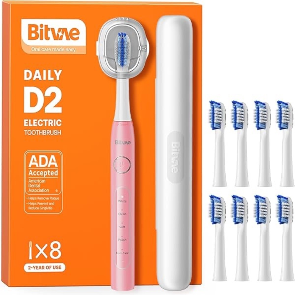 Bitvae Ultrasonic Electric Daily D2 Toothbrush…Color: Quartz Pink